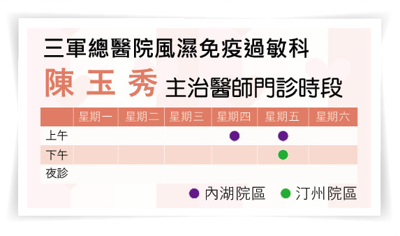 三軍醫訊NO269風濕免疫過敏科陳玉秀醫師